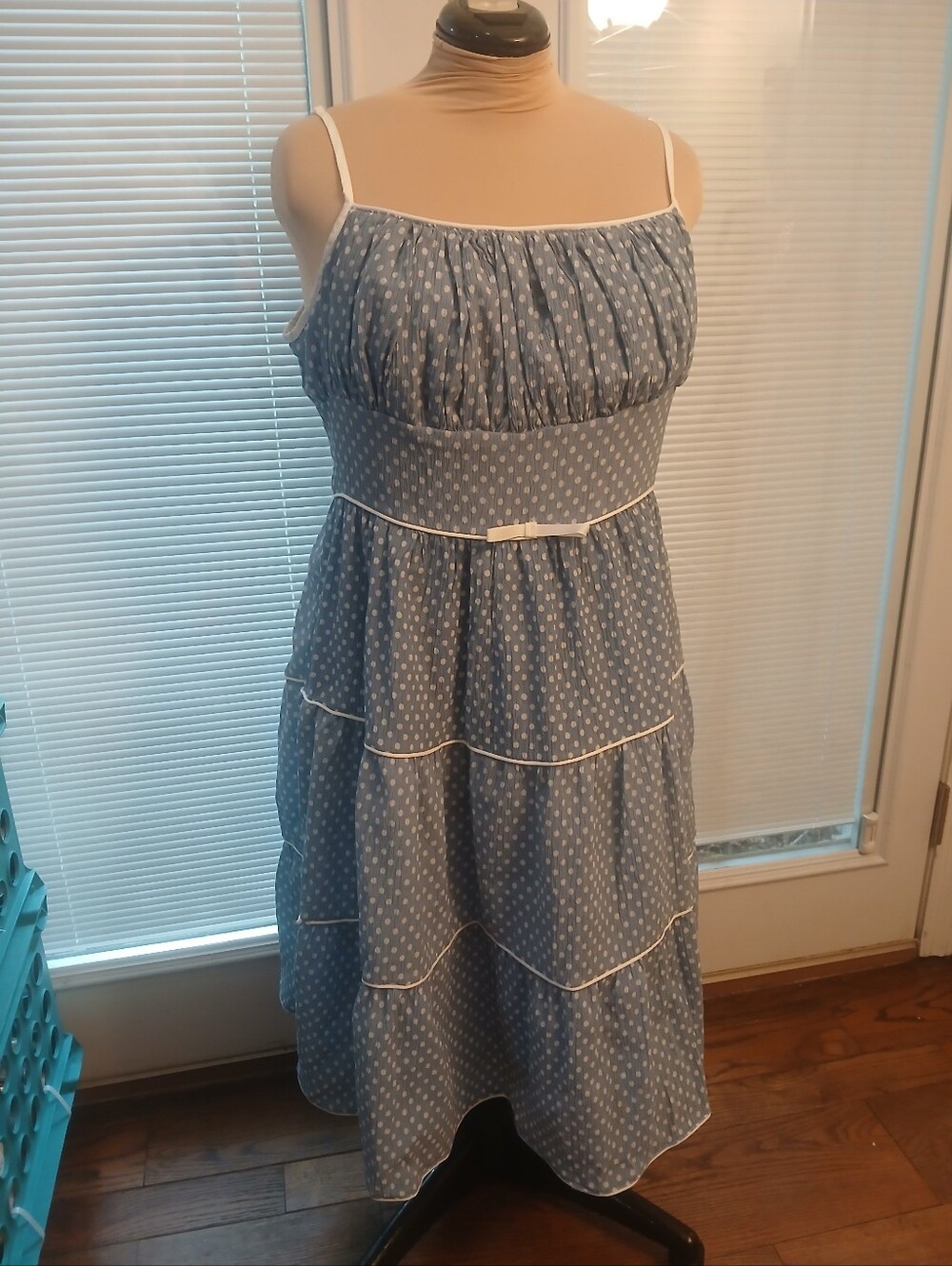 Blue and White Polka Dot Retro Sundress